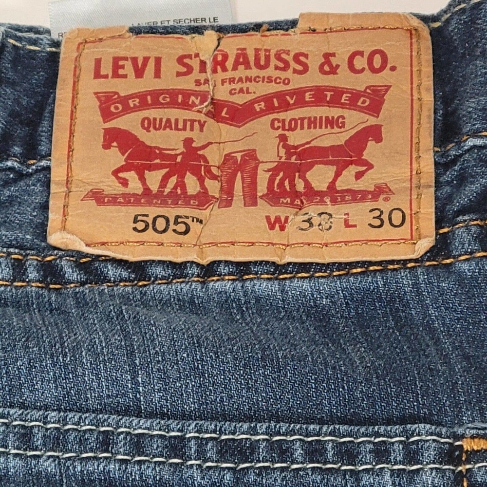 LEVIS 505 Jeans Blue Straight Leg Denim W38 L30 Mens - Picture 4 of 7